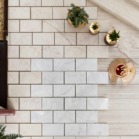 Mosaïque de marbre blanc Carrara de 3 x 6 pouces, carrelage mural décoratif d'intérieur