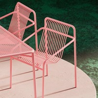 Ensemble de chaises pliantes en métal et table à thé en fer, 3 pièces, durables et modernes, finition résistante aux UV, pour hôtel, école, cour