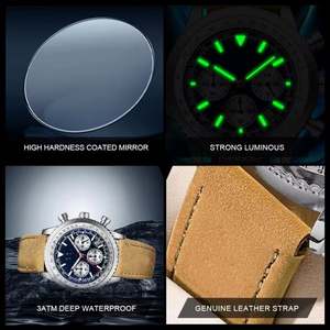 Montre de luxe décontractée pour homme Drioshipping, montre chronographe sport tendance, montre en cuir étanche et lumineuse pour homme, cadeau - Product Image 4