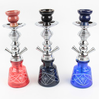Ensemble de chicha métallique moderne et minimaliste arabe transfrontalier avec 2 tuyaux, comprenant des pipes à tige simple et double pour fumer la chicha dans les bars