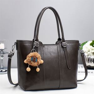 Bolsos Tote de Cuero Color Marrón Retro, Bolso de Mano de PU de Gran Capacidad para Mujer - Product Image 1