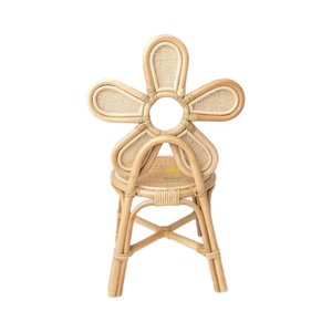 Chaise en rotin artisanale au design moderne avec dossier floral Fait à la main durable pour enfants Bébés pour la cuisine Chambre à coucher Utilisation en extérieur - Product Image 1
