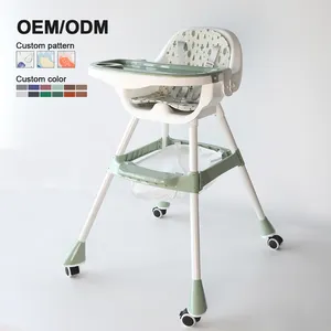 3 In 1 Multifunction Height Adjustable Dining Eating Baby High Feeding Chair With Wheel Cushion Table Plate