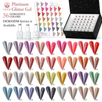 Unigel Mirror Platinum Glitter Metallic Eco-Friendly Fast Drying 2 1 UV LED Soak Nail Gel Polish Salon Wholesale Set HEMA Free