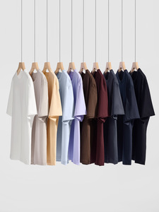 Vendita calda t-shirt da uomo 230g in puro cotone pesante manica corta Casual ampia tinta unita Tshirt per la calda estate - Product Image 3