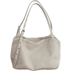 Canvas Tote Bag Large Capacity Horizontal <b>Square</b> Solid Color Zipper Closure Everyday Outfits Commuting Shoulder Crossbody Bag - Product Image 5