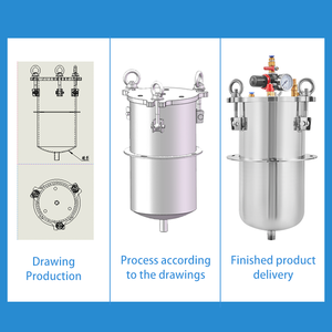 Réservoir sous pression en acier inoxydable 304 personnalisé industriellement de 1 à 100 L, baril sous pression pour la distribution de colle, agitateur à air, 1 an - Product Image 5