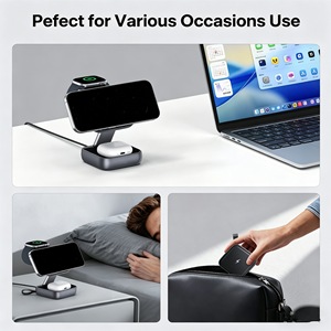 <span class=keywords><strong>Chargeur</strong></span> sans fil 3-<span class=keywords><strong>en</strong></span>-1 portable haut de gamme, léger et réglable, 15W à charge rapide, certifié et tendance, pour Phone 15 Pro Max - Product Image 5