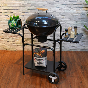 22-Inch Portable Grill With <b>Trolley</b> Multifunctional Windproof Charcoal <b>BBQ</b> Cart For Outdoor Cooking - Product Image 1