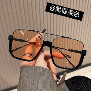 <b>Large</b> <b>Frame</b> Black Sunglasses For Women UV400 Protection Type 3 Sunshades Quadrilateral Design Street Style Fashion - Product Image 4