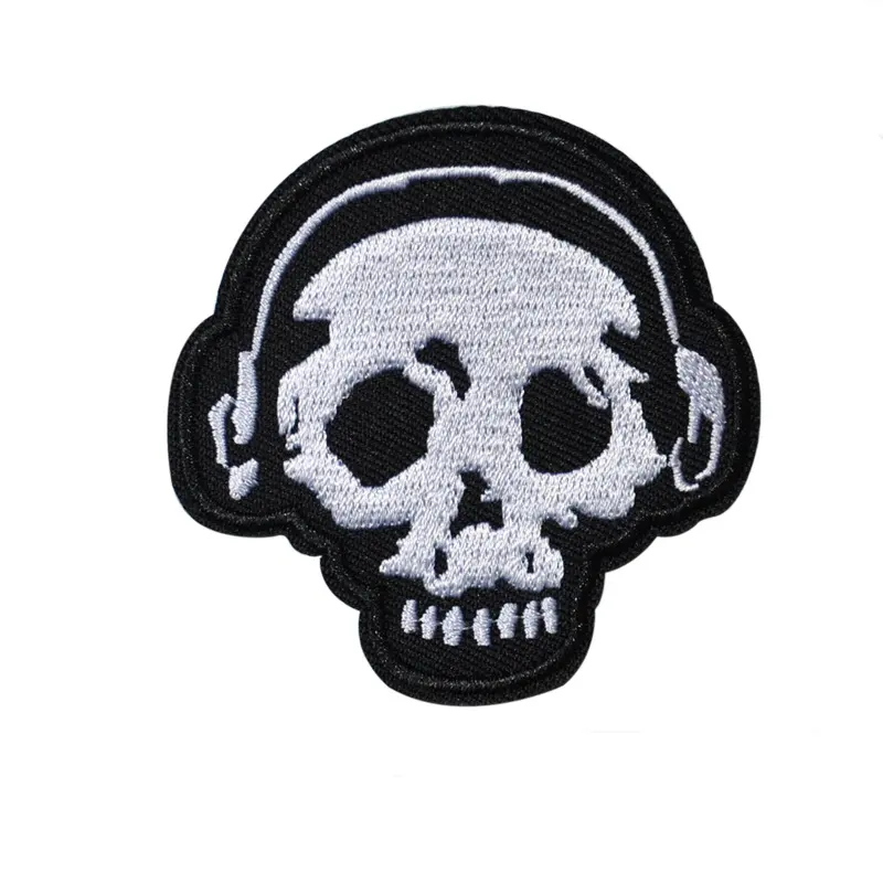 Tête de crâne Logo Punk Cool Style presse à chaud brodé Applique Patch broderie personnalisée fer sur patchs