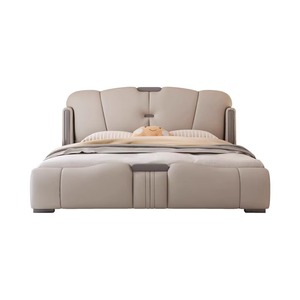 모던 미니멀리스트 원목 프레임 이탈리아 스타일 라이트 럭셔리 1.8m/2m 킹/퀸 사이즈 수납형 침대 - Product Image 2