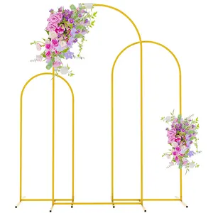 Supporto per fondale ad arco in metallo dorato Set di 3 telai per porte sullo sfondo ad arco per feste di matrimonio anniversario di laurea di compleanno