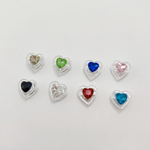 Crystal Heart <b>Charms</b> <b>Silver</b> Plated Bezel Set Multicolor DIY Jewelry Accessories For Pen Phone Unisex Everyday Wear - Product Image 1