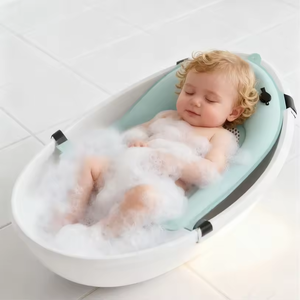 Matelas de bain flottant ergonomique en maille pour bébés, séchage rapide, support de douche pour nourrissons avec boucles de <span class=keywords><strong>fixation</strong></span> sécurisées - Product Image 3