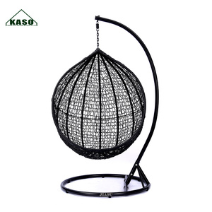 Columpio doble colgante de ratán para Patio, mueble plegable de mimbre con soporte de Metal, para exteriores y jardín - Product Image 6