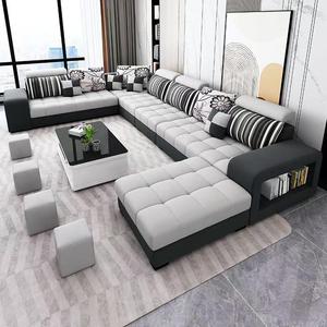Muebles Modernos para el Hogar, Sofá Esquinero de Tela en Forma de <span class=keywords><strong>U</strong></span> para 7 Personas, Patas de Madera Modulares, Extensible, Reclinable, Convertible, Refrigerante - Product Image 4