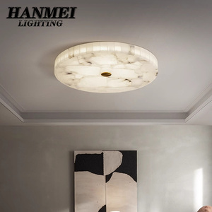 Plafonnier LED circulaire moderne et minimaliste de style chinois avec interrupteur en métal et marbre, CRI 95 élevé pour chambre à coucher HM-Y - Product Image 2