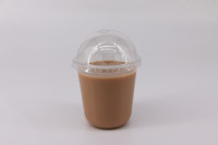 Couvercle dôme personnalisé en PET jetable en forme de U pour gobelet simple paroi 12 oz, emballage pour boissons froides, thé au lait, café à emporter, conception anti-fuite