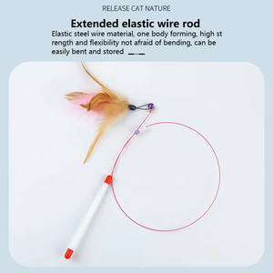 Griff Angelrute einziehbare interaktive Katze Teaser Pole lustige Stick Feder Stahldraht Feder Katze Teaser Katzen spielzeug Haustier - Product Image 3