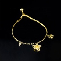 Bijoux fins de luxe, bracelet, collier et boucles d'oreilles en argent 925 plaqué or 18 carats avec étoiles en zircon pour jeunes femmes et filles