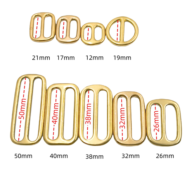 Solid Brass Metal Tri-glide Adjuster Wire Belt Buckle Ladder Lock Buckle