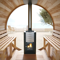 Hachillspa 4-6 Personen Massivholz fass Sauna Panorama Glas Veranda Thermo wood Familie Holz verbrennung Luxus Wärme therapie