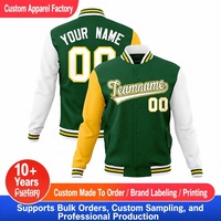 Veste de baseball personnalisée pour homme, veste en molleton doublée, veste à blocs de couleur, vêtements de sport décontractés