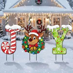 Hot Item Trending Christmas Yard Sign Set Reusable PVC Waterproof Xmas <b>for</b> Outdoor Lawn Decor with Metal <b>Stake</b> - Product Image 6