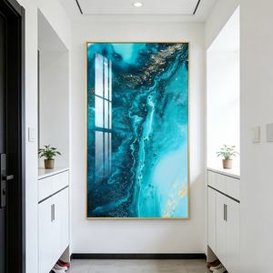 Pintura de Porcelana de Cristal Personalizada de Alta Calidad, Arte de Pared LED, Decoración de Pared en Oferta, Diseño Abstracto de Olas, Decoración del Hogar - Product Image 3