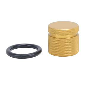 Fermaporta tondo per impieghi gravosi fermaporta zigrinato in alluminio dorato antiscivolo con anello in gomma - Product Image 1