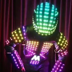 LED light programming clothing led robot suit stage dance event evening light up clothes