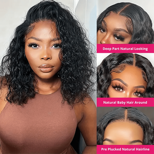 Brazilian Loose Deep Wave 13x4 Lace Frontal <b>Wigs</b> 100% Human Hair 200% Density Transparent 4x4 Lace Front <b>Wig</b> Curly <b>Short</b> Bob <b>Wig</b> - Product Image 2