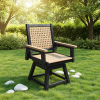 Chaise de salle à manger pivotante d'extérieur en PEHD, résistante aux intempéries, avec dossier tressé moderne, fauteuil de jardin écologique pour terrasse, bord de piscine, salon, parc