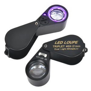 Loupe de bijoux 40X pliable illuminée par LED Loupe portable en métal-plastique-acrylique avec lentille en verre pour l'inspection de bijoux - Product Image 1