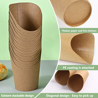 Gobelet en papier kraft jetable à paroi simple de 16 oz, incliné, pour frites en petite portion, avec logo personnalisé, idéal pour les repas décontractés et les pique-niques