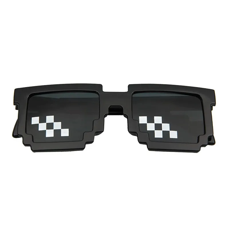 Sunglasses 8 Bit Pixelated Mosaic Gamer Glasses Party Funny Eyewear Thug Life Party Black Adult Mirror Clear Lens Glasses Black