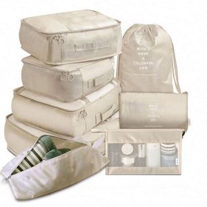Ensemble de 8 sacs de rangement pour bagages, cubes de voyage imperméables pour vêtements, chaussures, cosmétiques - Product Image 3