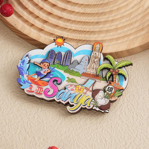 Ville 3D artisanat en bois aimant écologique chute colle décalcomanie pour réfrigérateur touristique mémorial en gros résine matériel - Product Image 3