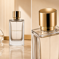Flacons vaporisateurs de parfum en verre transparent 30ml 50ml 100ml, flacons de parfum vides avec couvercles, logo personnalisé, stock disponible