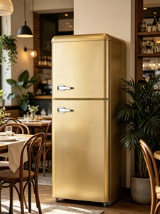 Réfrigérateur rétro 142L, mini-réfrigérateur vintage à deux portes, <span class=keywords><strong>congélateur</strong></span> silencieux, 3 couleurs pour appartement, maison, hôtel, dortoir - Product Image 2