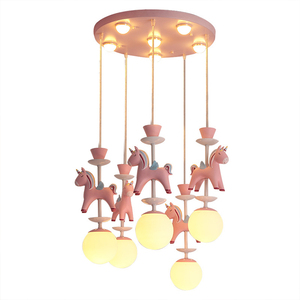 Rose et Bleu Trojan LED Plafonnier 1 Tête 3 Têtes 5 Têtes E14 Trois Couleurs Dimmable Suspension Chambre D'enfant Lustre - Product Image 6
