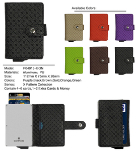 CardHoda Ultra Thin Aluminum <b>RFID</b> Blocking Card Holder <b>Wallet</b> with Geometric Pattern and Snap Closure Unisex Design - Product Image 3