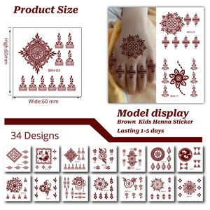 Pegatinas de tatuaje de <span class=keywords><strong>Henna</strong></span> marrón no tóxicas seguras y divertidas para niños perfectas para celebraciones de Eid y festivales culturales Tatouage Temporaire - Product Image 2