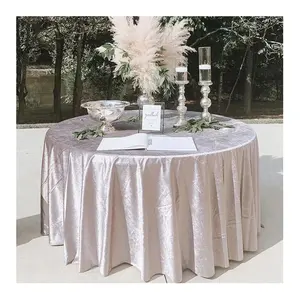Wholesale Luxury Elegant Silver Event Table Cloth Round Velvet Table Cloth for Wedding Party