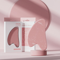 Masseur facial EwayHealth de haute qualité, ensemble Gua Sha en résine naturelle, rouleau de jade rose, modèle EW-JR-003, emballage en boîte, rouleau pour le cou
