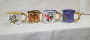 Floral <b>Enamel</b> Camping <b>Mug</b> Wooden Handle Coffee Tea Cup With Lid Outdoor Travel Drinkware - Product Image 4
