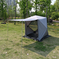 Tente de camping et de pêche écologique pour 1 à 2 personnes avec auvent, cadre en fibre de verre, tissu en polycoton/maille