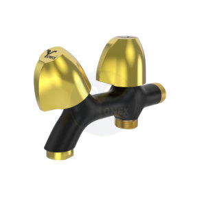 Robinet double de qualité supérieure avec système de contrôle d'eau double, corps en laiton robuste, anti-rouille, finition chromée, pour l'alimentation en eau. - Product Image 1