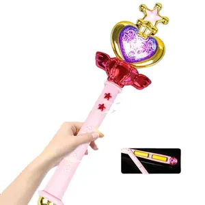 Tongkat Sihir Mainan Putri Kecantikan, Dekorasi Putri Anting-Anting Putri Tongkat Sihir Mainan Gadis dengan Musik Mainan Bayi Perempuan